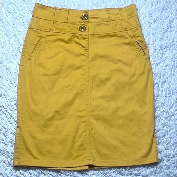 GOLD FLAVA COTTON SPANDEX WOMENS KHAKI YELLOW SKIRT, SIZE PLUS 16 - Picture 5 of 8